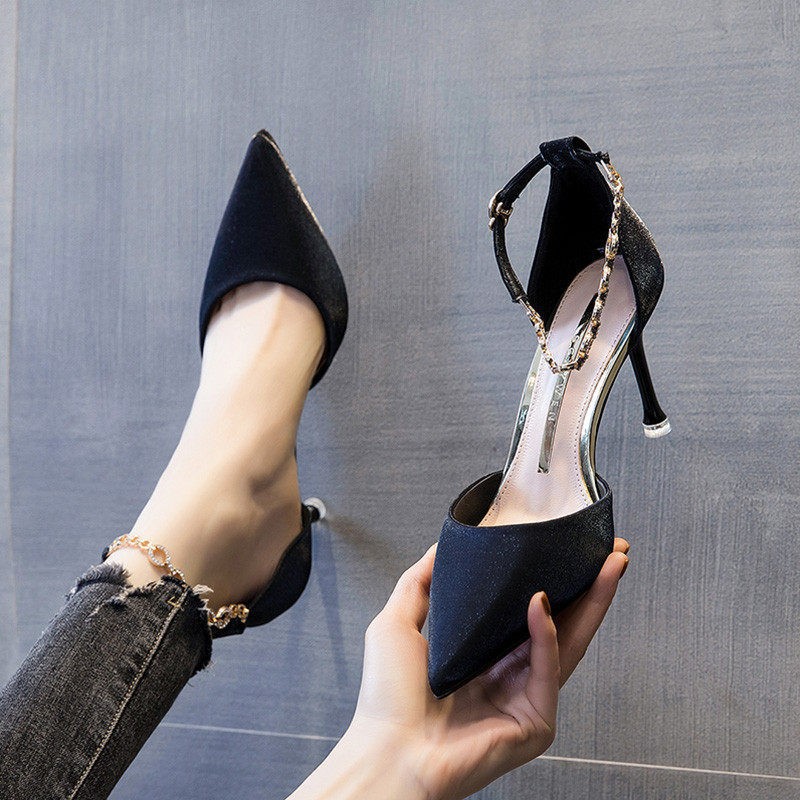 Autumn stiletto heels low-cut, trend of season, bright catchy style