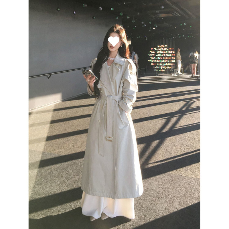 财阀女主 气质双排扣风衣外套女秋季新款英伦风高级感中长款大衣|undefined
