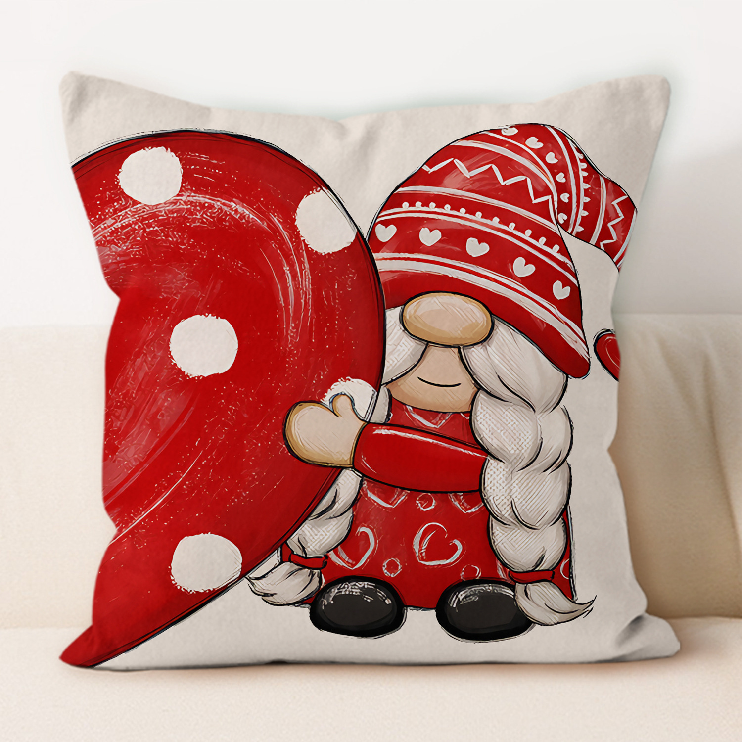 Amazon nuevo día de San Valentín almohada de asiento sofá cubierta de cojín lino estampado a cuadros rojos almohada de decoración para el hogar