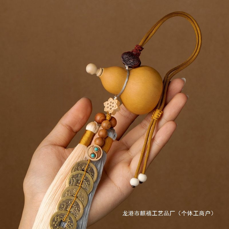 开口葫芦门对门五帝钱天然葫芦挂件铜钱大门玄关卧室客厅葫芦挂饰