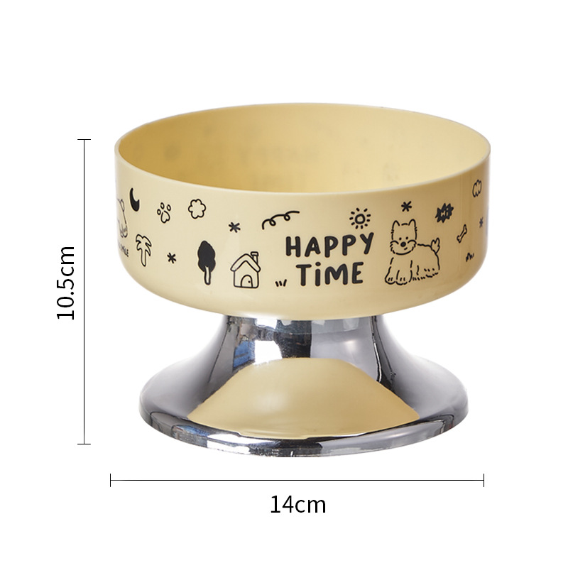 Tazón para gatos de acero inoxidable Tazón de pies altos para gatos Boca negra anti-derribear Tazón para perros Tazón para columna cervical anti-deslizante Tazón para mascotas de gran calibre