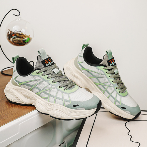 Men's 2025 Spring Mesh Breathable Work Safety Thick Sole Comfort Sports Casual Shoes for Men Dad Shoes