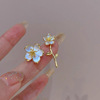 Advanced earrings with bow, flowered, high-quality style, silver 925 sample, 2022 collection