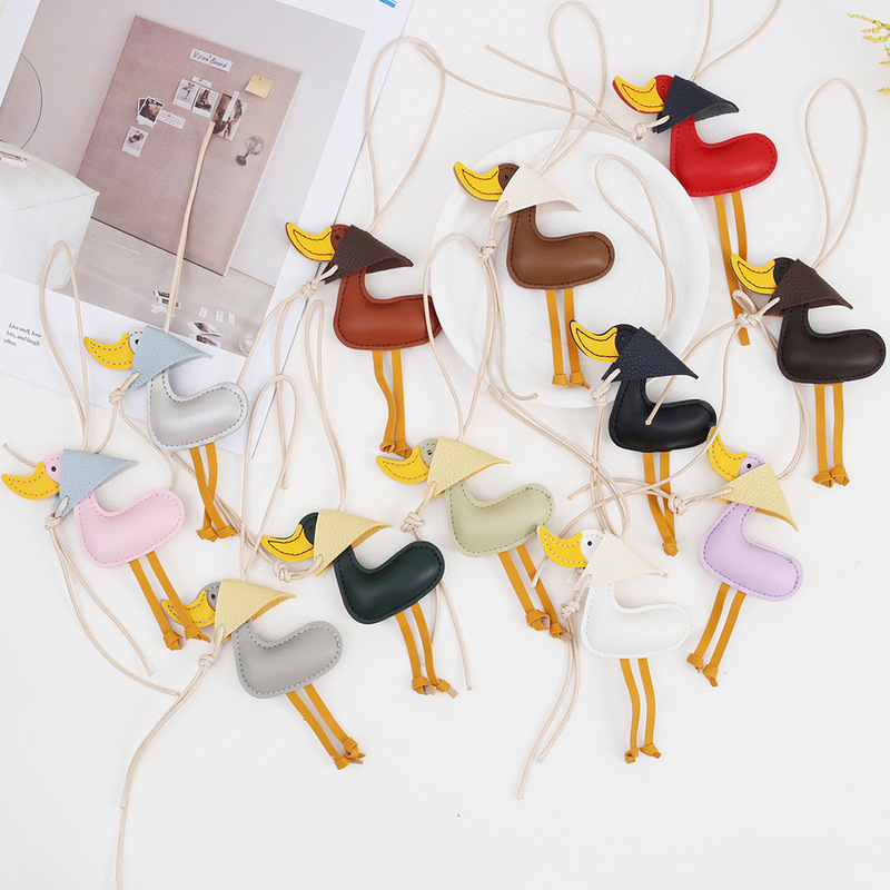 Cross-Border New Style Lucky Duck Hand-Sewn Genuine Sheepskin Pendant Bag Charm Niche Cute Cartoon Creative Little Duck Pendant Cross-Border New Style Lucky Duck Hand-Sewn Genuine Sheepskin Pendant Bag Charm Niche Cute Cartoon Creative Little Duck Pendant