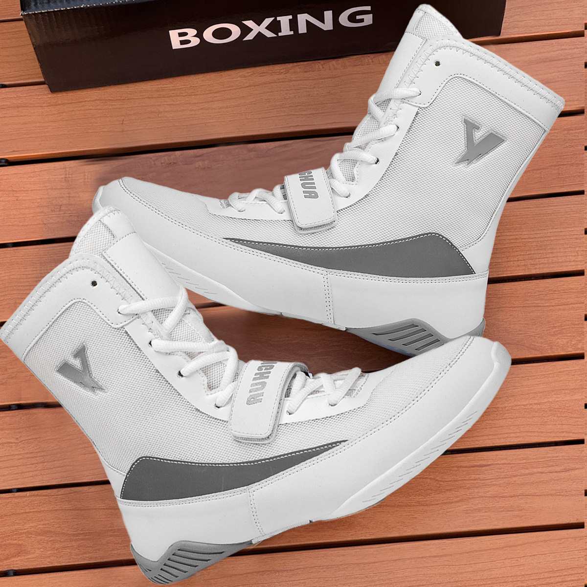 Professional Boxing Shoes, Men's Wrestling Shoes, High-Top Fighting Training Shoes, Boots, Muay Thai Boxing Shoes, Fitness Sanda Shoes for Men and Women