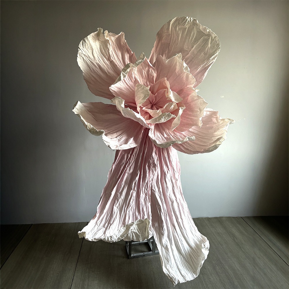 Flor de papel de boda flor de papel gigante gran pliegue flor de plástico de boda escenario decoración de fondo diseño floral