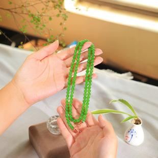 Boutique Hetian Jade Jasper Jade Pad Round Jade Run Necklace Jade Warm and Exquisite Whole String Polished Round and Comfortable to Wear