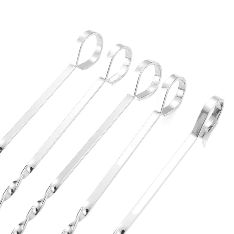 Amazon Zibo Acero inoxidable barbacoa palo 10 unids pinchos planos palo de hierro Barbacoas herramienta barbacoa aguja pinchos