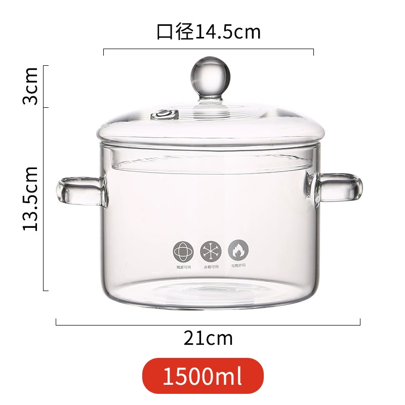 Стеклянная кастрюля-для тушения с высоким borosilicate стекла, прозрачная кастрюля для приготовления пищи, газ, огонь, высокая температура, маленькие горшочки, мини-кастрюля для супа