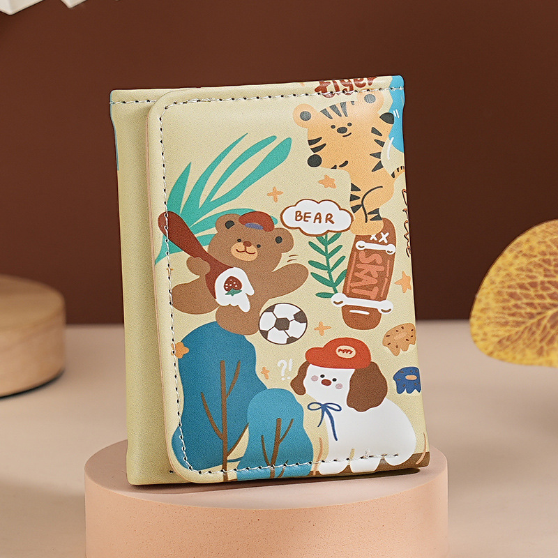 Cartoon cartera de cambio impresa encantadora multifuncional 2 - en - 1 cartera cartera de comercio exterior cartera de tarjetas de tres plegables