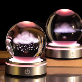 母亲节创意发光水晶球小夜灯太阳系星系摆件送女朋友闺蜜生日礼物