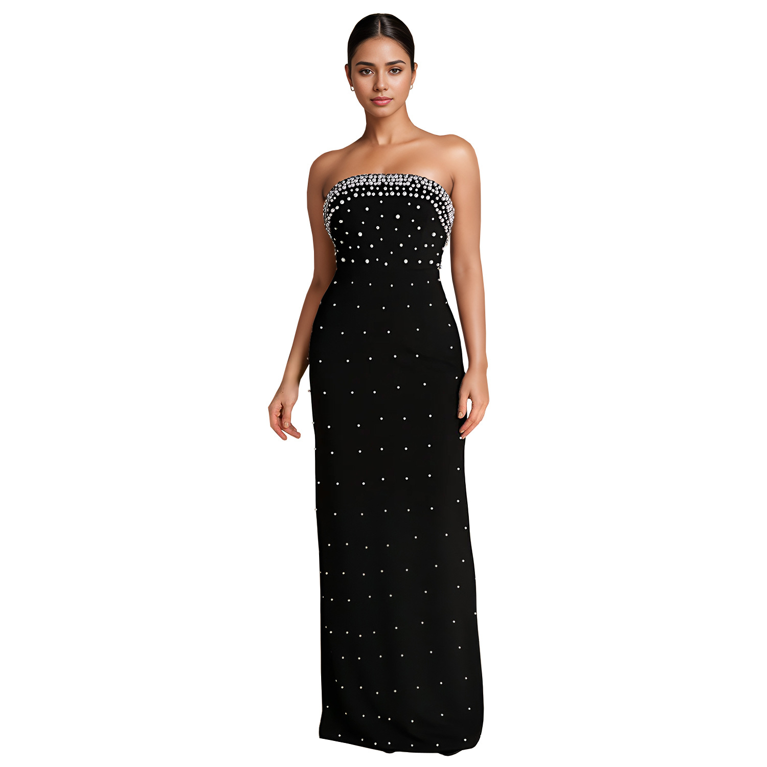 C7218 Cross-border AliExpress Amazon Moda europea y americana top de tubo de mujer vestido de espalda abierta con cuentas sexy image 7