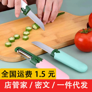 Multifunctional Fruit Knife Peeling Knife 2-in -1 Portable Folding Peeling Knife for Dormitory Student Household Peeling Artifact