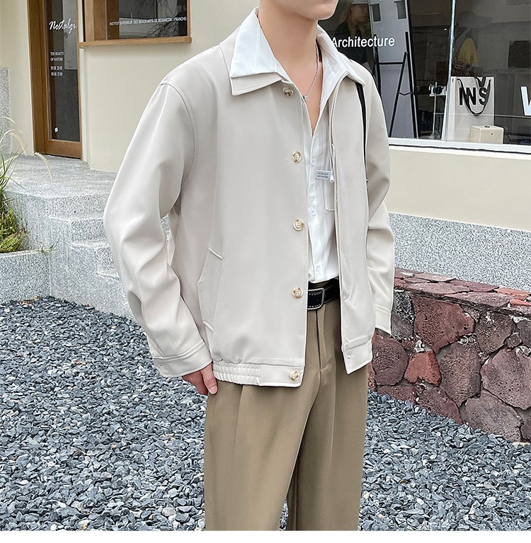 Men's Casual Workwear Blazer, Mature Style Turn-down Collar Jacket_voghion.com
