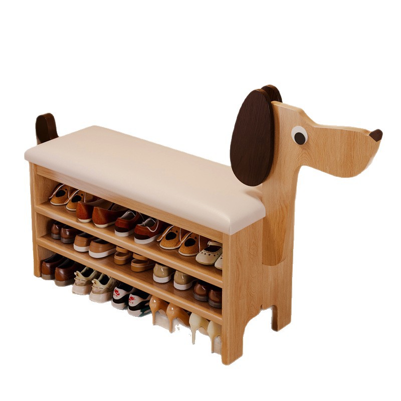 Taburete de cambio de zapatos amortiguado puerta de entrada de la casa estante de almacenamiento de artículos de alquiler multicapa banco de almacenamiento económico integrado estante de zapatos