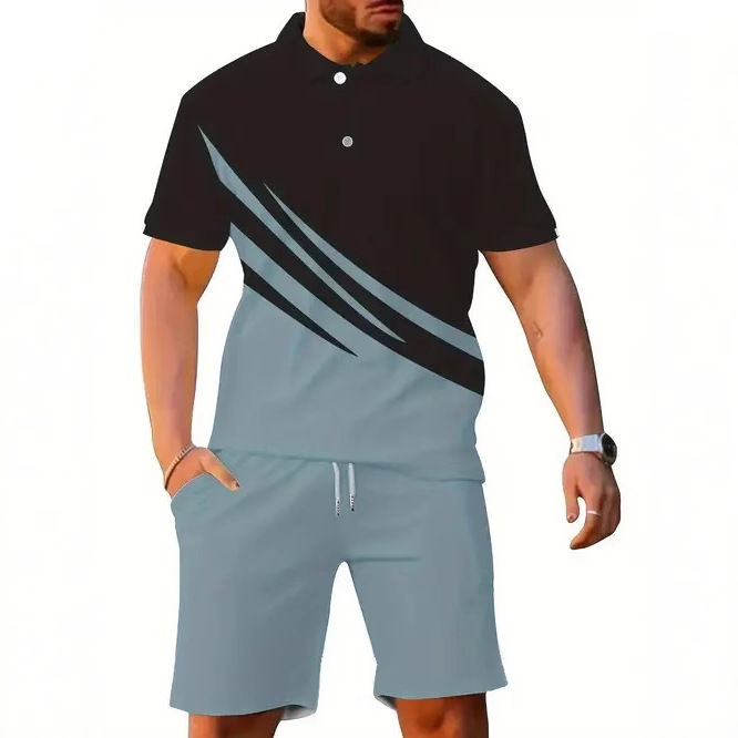 Alta calidad suelta 2025 nueva tendencia de moda salvaje de manga corta POLO pantalones cortos traje MB13 MA1