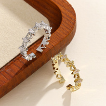 抖音爆款开口爱心微镶锆石个性戒指女设计感温柔大气高级网红气质