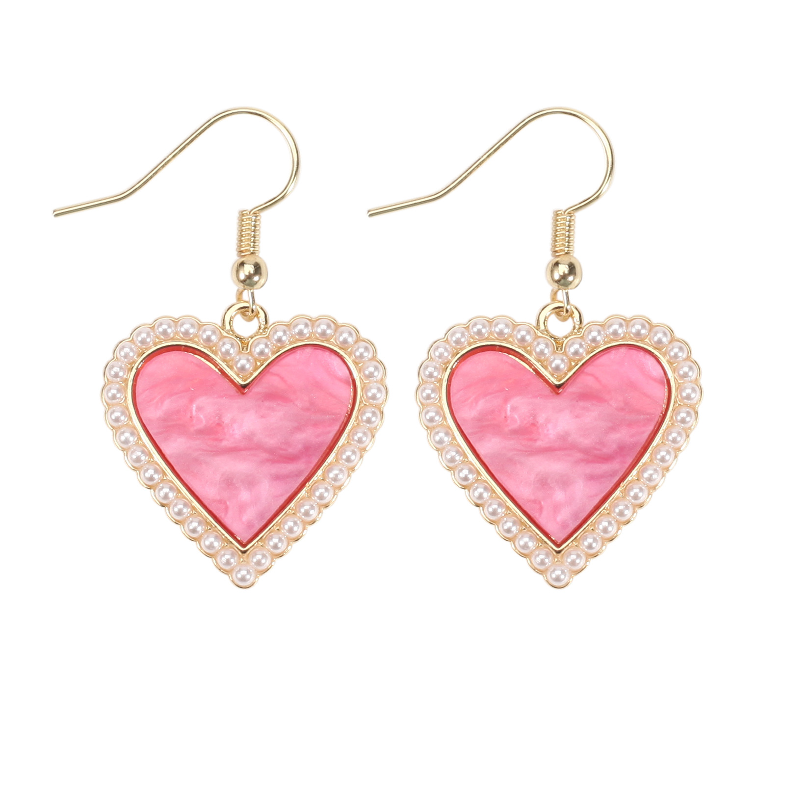 18g Weight Copper Ear Needle Material Rhinestones, Pearl Inlay Material Drop Earrings Classification 1 Pair Quantity Holiday, Daily Occasion Alloy Material Heart Shape Pattern Women's Gender Enamel, Inlay Design IG Style, Sweet Style 1 Pair IG Style Sweet Heart Shape Enamel Inlay Alloy Rhinestones Pearl Drop Earrings 20