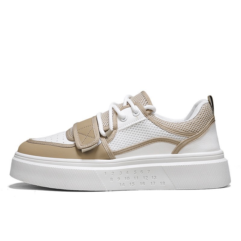 Zapatos de deporte de moda para hombre con hebilla de corte bajo, suela gruesa, zapatos casuales de aumento, malla para hombre, zapatos blancos deportivos para estudiantes transpirables