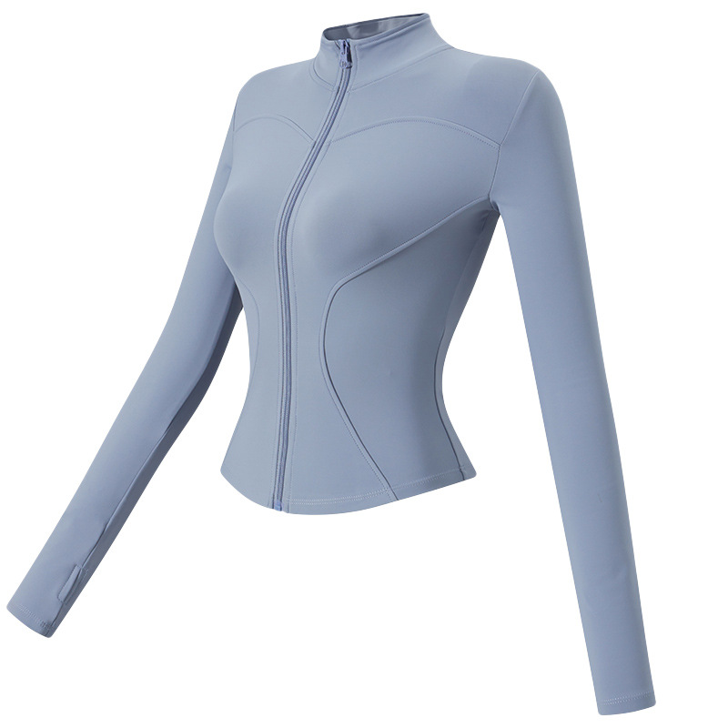 Women's cross-border yoga outfit set, autumn and winter stretchy slimming sports top, popular long-sleeved running training fitness jacket