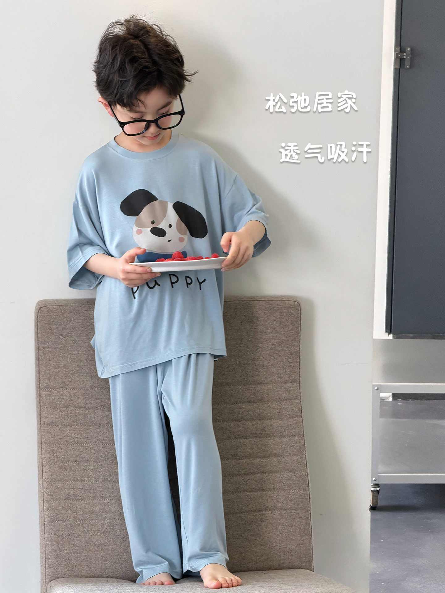 Pijamas para niños set de ropa de hogar para niños verano 2026 nueva ropa de verano para niños delgados ropa suelta para niños