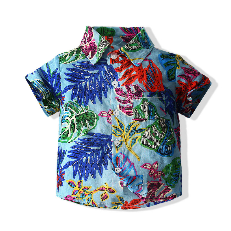 Camisa estilo playa azul