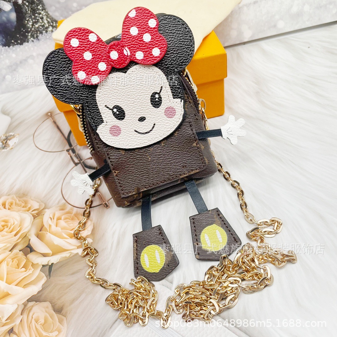 Trendy Brand Minnie Coin Purse Crossbody Bag, Light Luxury Cartoon Small Shoulder Bag, High-Quality Cute Children's Small Bag, Wholesale from Manufacturer