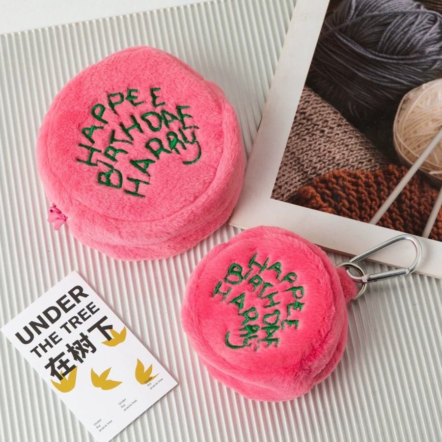 Ins круглый кошелек для монет в Корейском стиле для девочек розовый плюшевый торт сумка студенческая школьная сумка кулон сумка для ключей для наушников