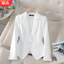 2025春秋时尚气质修身显瘦西服短款百搭上衣白色小西装外套女长袖