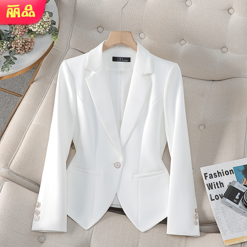 2025 Spring and Autumn Fashion Elegant Slim-fit Slimming Suit Short All-match Top White Small Suit Jacket Women's Long Sleeve