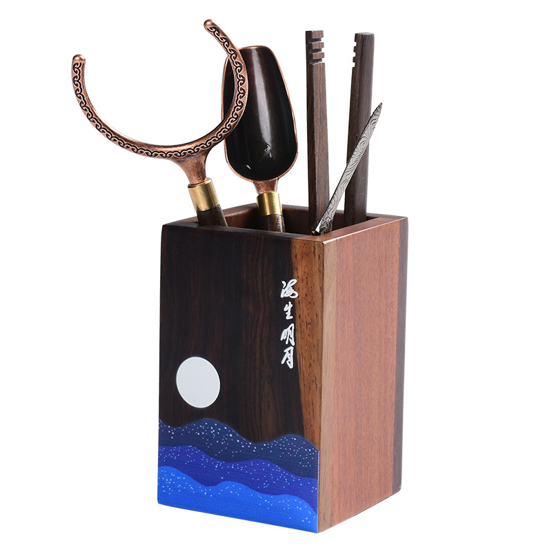 Juego de seis piezas de ébano seis caballeros 6 caballeros juego de té de Kung Fu partes ceremonia del té colección completa cuchillo de té de cobre clip de té juego de té
