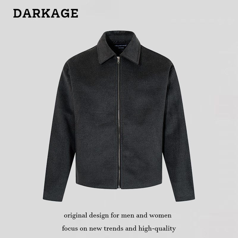 American Retro Simple Solid Color Wool Jacket Autumn New Coat Cleanfit Versatile Turn-Down Collar Short Top Trendy