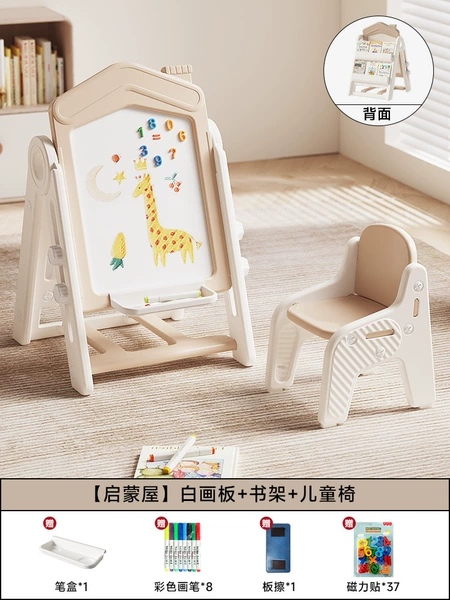 Castle drawing board + chair (white surface + bookshelf)
