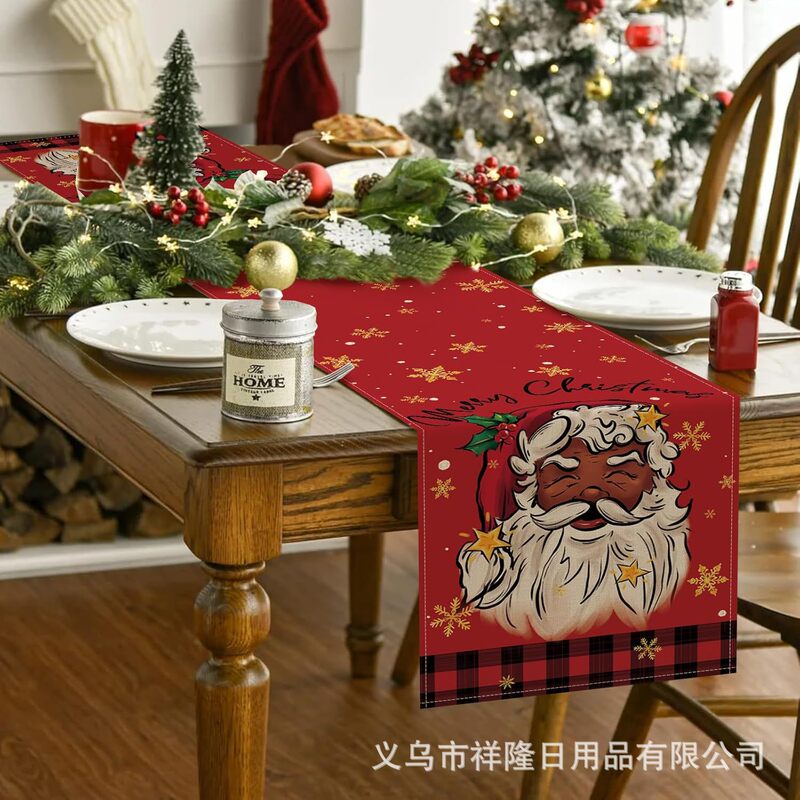 クロスボーダー爆発クリスマステーブル旗キッチンパーティーテーブルクリスマスツリー花輪雪だるま鈴サンタクローステーブル旗|undefined
