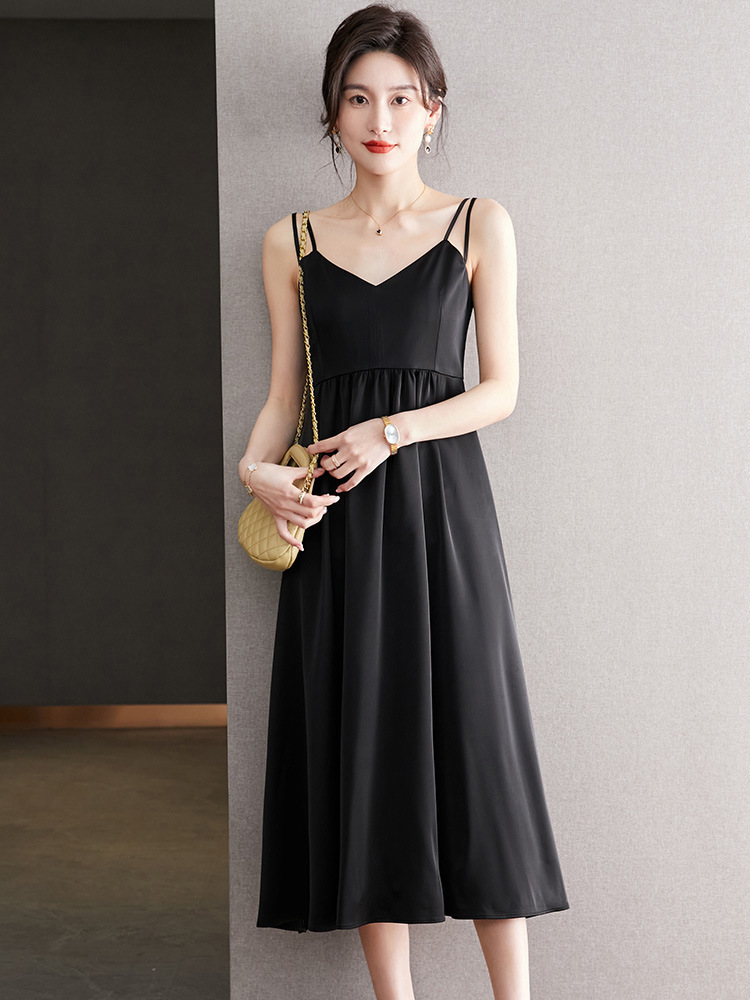 Black summer shiffon long long skirt sleevless