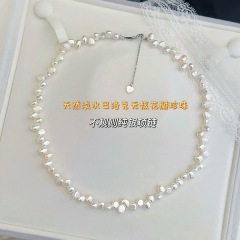诸暨珍珠天然淡水无核不规则巴洛克花瓣珍珠项链轻奢小众锁骨项链