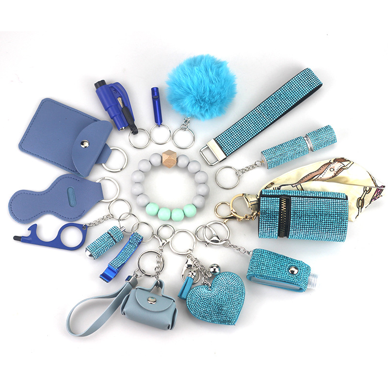1 Set, Self-defense Quantity 1 Set Self-defense Original Design Self-defense Solid Color Self-defense Pu Leather Self-defense Bag Pendant Self-defense Keychain