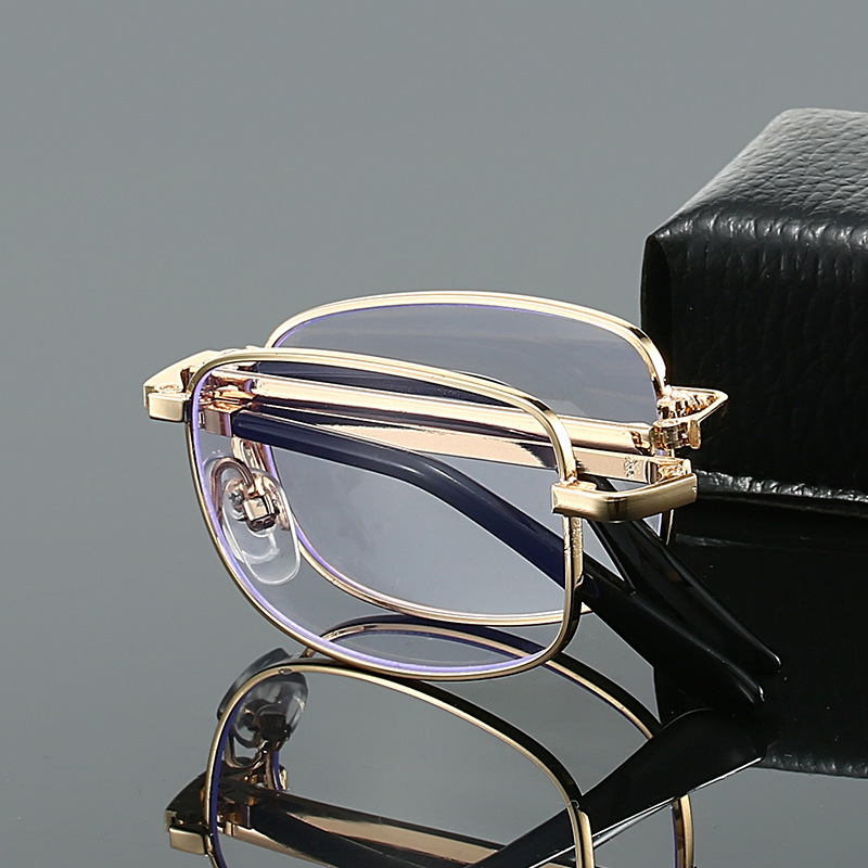 High-Definition Folding Reading Glasses, Portable with Case, Anti-Blue Light Glasses, Dual-Use for Distance and Near Vision, Eye Protection and Eye Care Reading Glasses