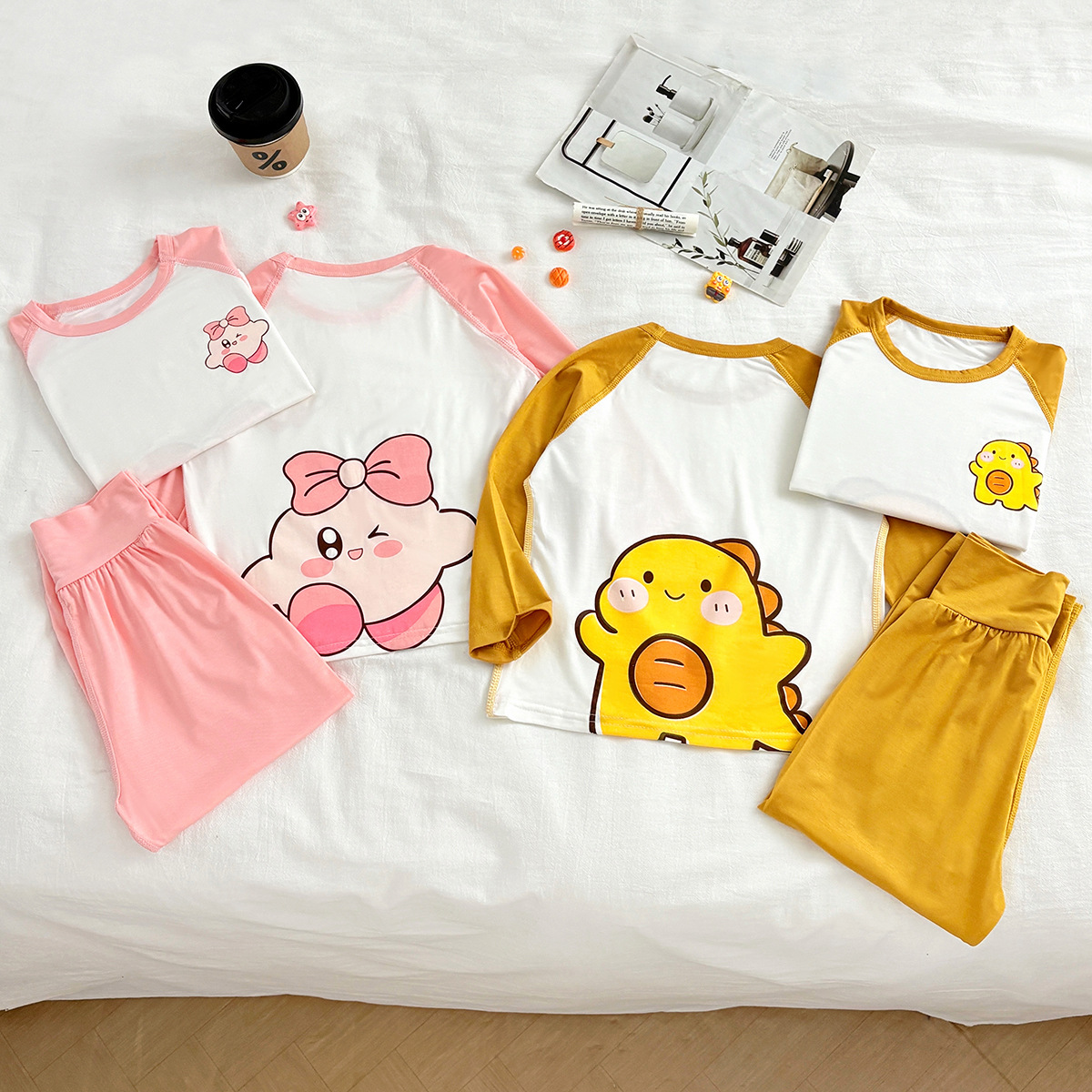 Summer New Cartoon Kidsren's Home Clothes Set Baby Boys and Girls Thin Air-Conditioned Clothes Long-Sleeved Pants Pajamas