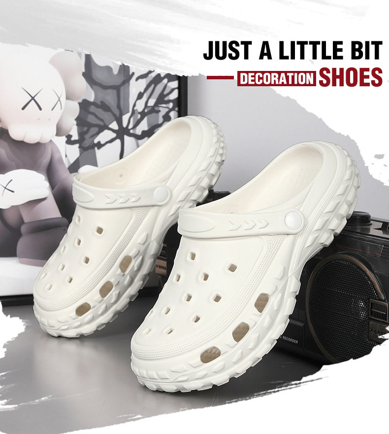 Dép sandal nam bít mũi đế lốp kiểu lỗ thoáng khí, đi biển và sinh hoạt hè — màu kaki, trắng, xám, đen chi tiết 2