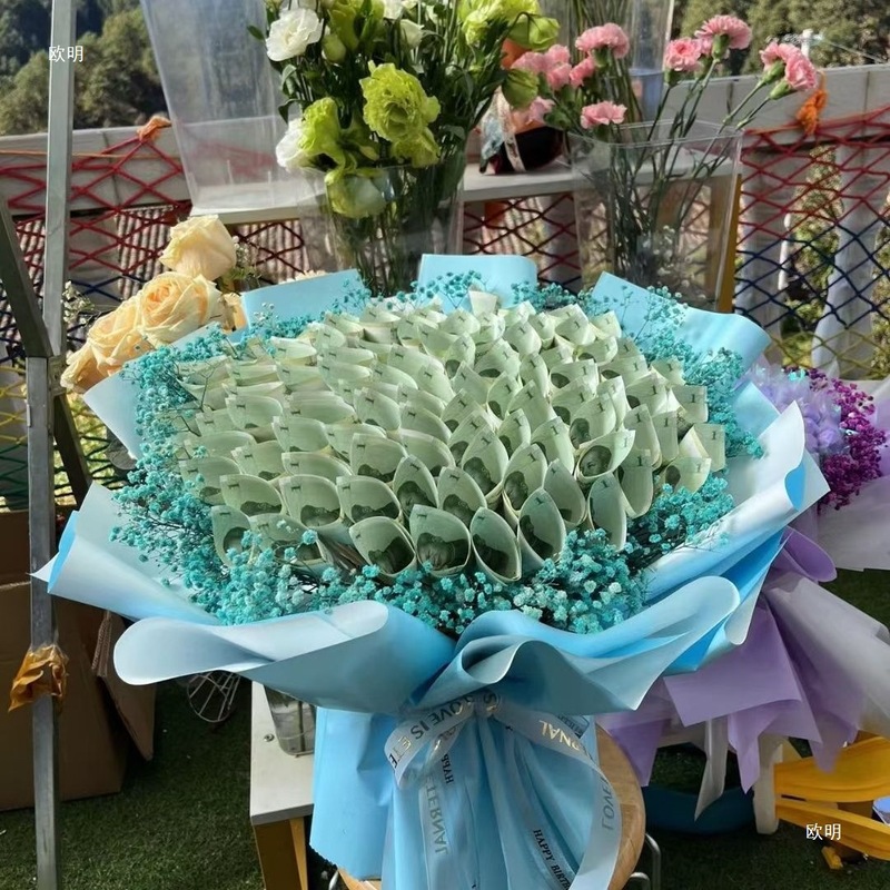 半成品网红有钱花花束手工制作材料包送男友女友妈妈绢花其他|undefined