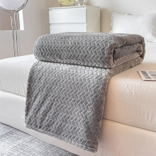 跨境现货麦穗纯色提花毛毯法兰绒毯子加厚盖毯礼品毯办公室午睡毯