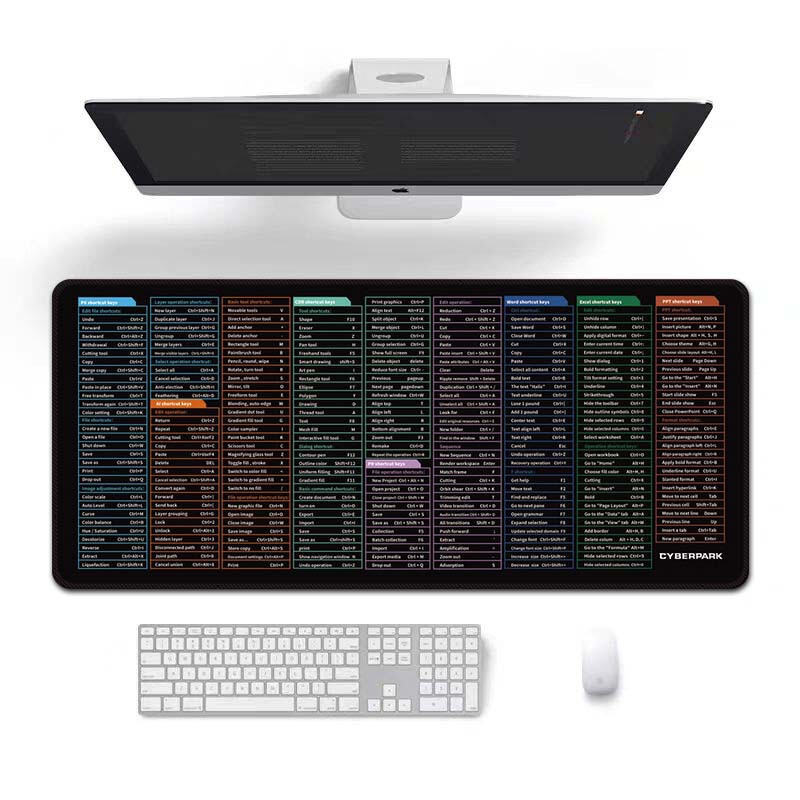 跨境批发热销英文快捷键多国语言定制耐脏鼠标垫办公桌垫MousePad|undefined