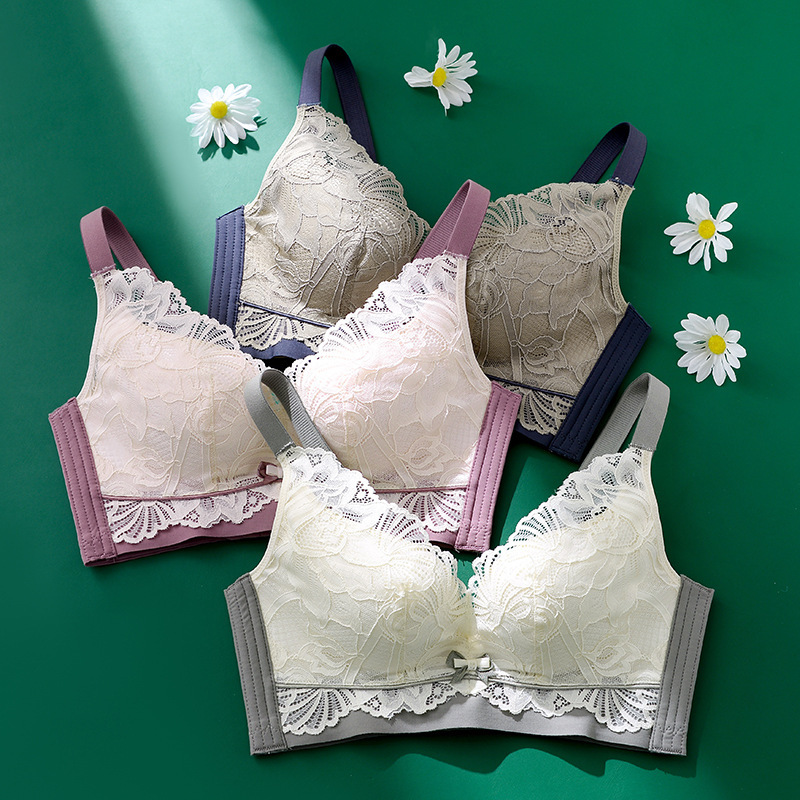Latex Breast-Retracting and Adjustable Underwear for Women, Lace Push-Up, Comfortable, Anti-Positioning, Wire-Free Bra Cup for Women