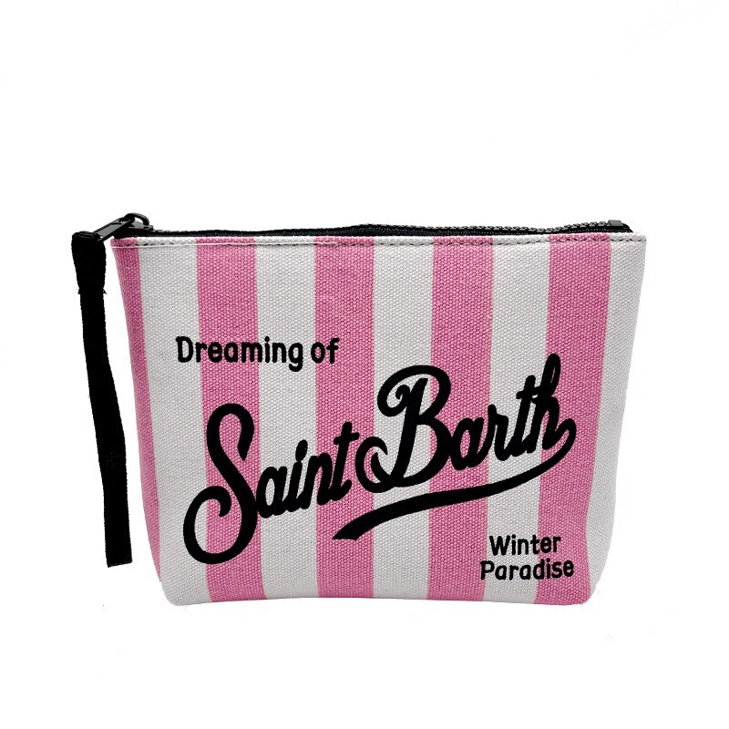 SAINT BARTH秋冬新款手拿包女Clutch Bag彩色豹纹 帆布潜水手提包|undefined