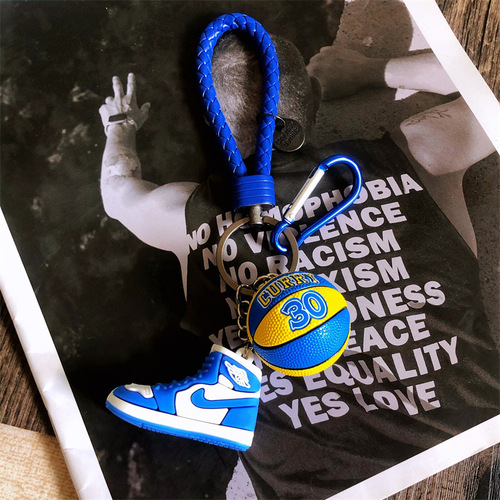 Personalized 3D Stereo Mini Sports Shoes Car Keychain Creative Star Athlete Basketball Key Ring Holder Bag Hook