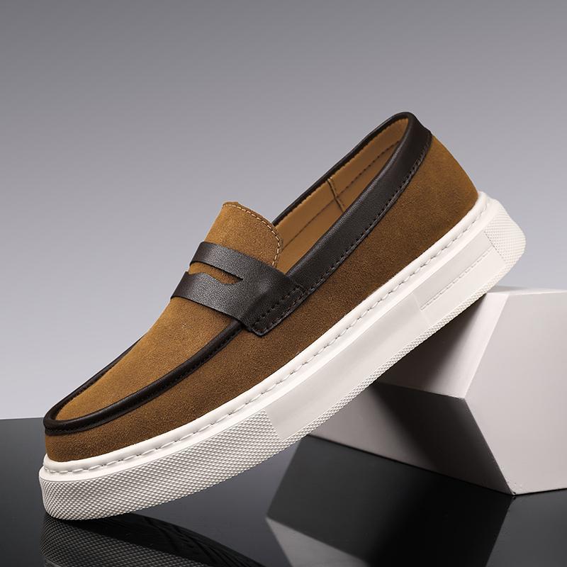 Men's Breathable Loafers, Men's Soft Leather Slip-Ons, Thick-Soled Men's Shoes, Lightweight Slip-On Business Casual Sneakers