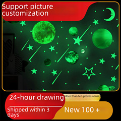 九大行星夜光牆貼 10個星球+3張星星精雕 月亮星星星球夜光牆貼紙