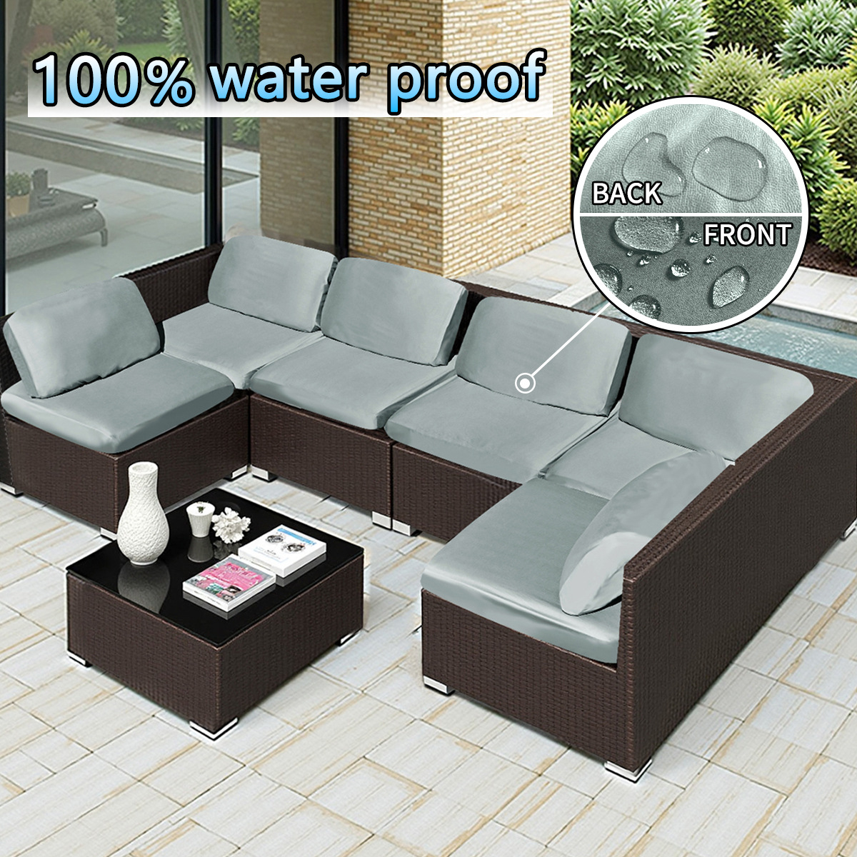 Amazon transfronterizo TPU película impermeable seda seda sofá cojín cubierta de sofá elástico al aire libre cubierta de sofá