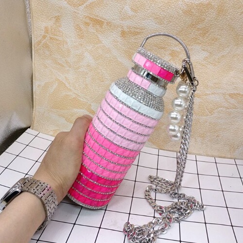 Internet celebrity full diamond stainless steel thermos water cup rhinestone portable water bottle for women creative personalized livestreamer merchandise high-end gift